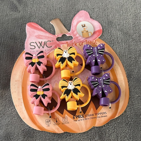 sip with color Other - NWT Sip With Color Halloween Straw Toppers - Pink, Orange, Purple Bows Set of 6